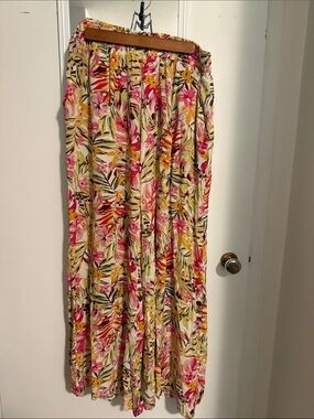 Floral Pants - Pink, Yellow & Green Tropical Print